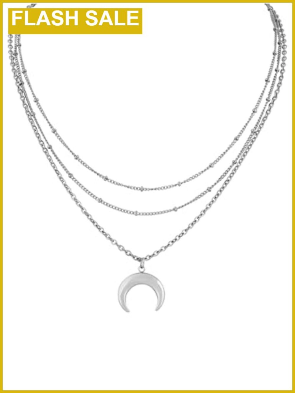 Layered Crescent Moon Choker Necklace Stainless Steel Gothic